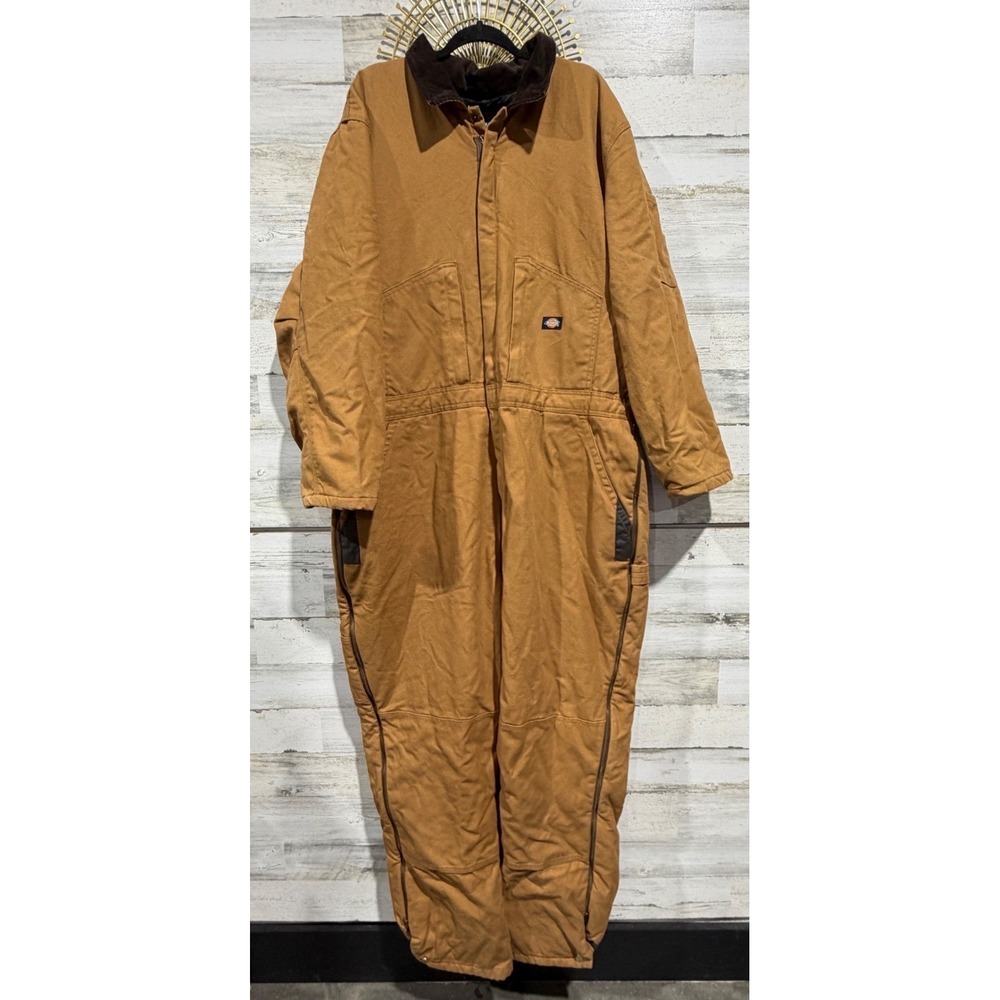 Dickies Coveralls Men 2XLR Brown Duck Canvas Insulated Workwear